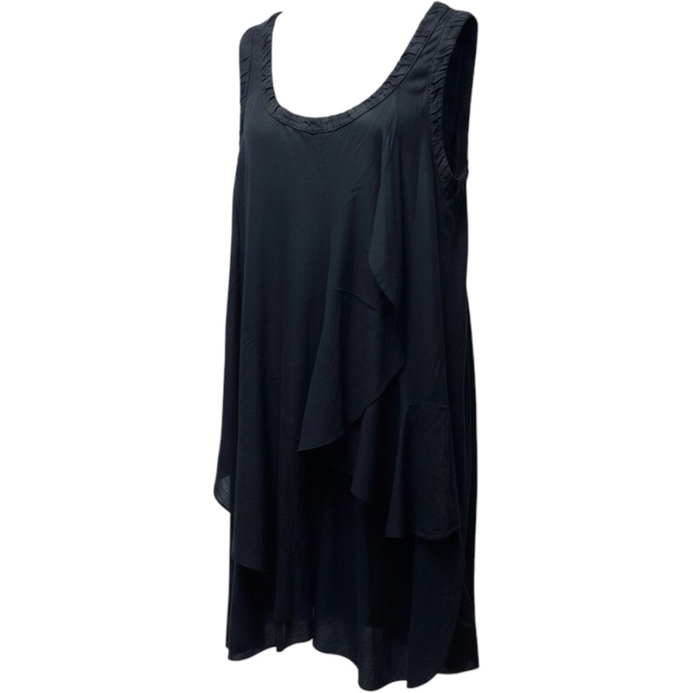 JP and Mattie Tunic Dress S Black Ruffle Tier Granola Boho Artisanal Minimalist